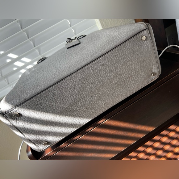 kate spade gray leather satchel with purple interior - Picture 5 of 6